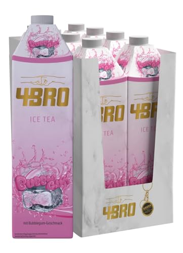 4BRO Ice Tea Bubble Gum - Einzigartiger Eistee mit Kaugummi-Geschmack - Wiederverschließbare Kappe - 8 x 1l von 4BRO