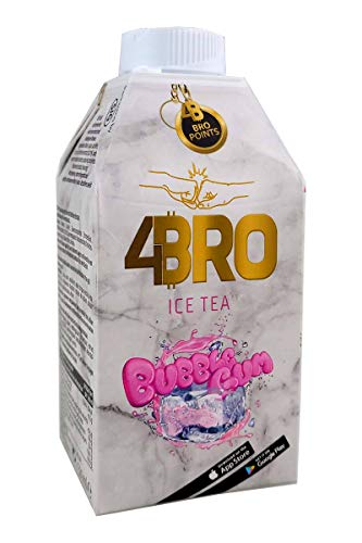 4BRO Ice Tea Bubble Gum - Einzigartiger Eistee mit Kaugummi-Geschmack - Wiederverschließbare Kappe - 8 x 500ml von 4BRO