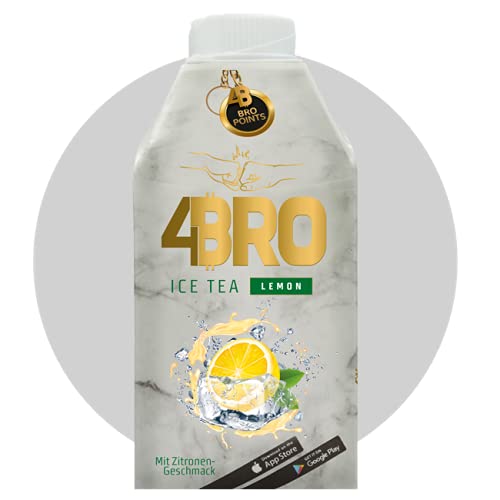 4BRO Ice Tea Lemon - Erfrischender Eistee mit Zitronen-Geschmack - Wiederverschließbare Kappe - 8 x 500 ml von 4BRO