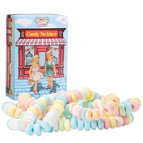 24 Stück Süßigkeiten-Halsketten, einzeln verpackt, Choker-Stil, nostalgischer pastellfarbener Süßigkeitenschmuck, perfekt für Partygeschenke, Pinata-Füllstoffe und Geschenktüten, verpackt in einer 24 Stück Süßigkeiten-Halsketten, einzeln verpackt, Choker-Stil, nostalgischer pastellfarbener Süßigkeitenschmuck, perfekt für Partygeschenke, Pinata-Füllstoffe und Geschenktüten, verpackt in einer von 4YoreElves