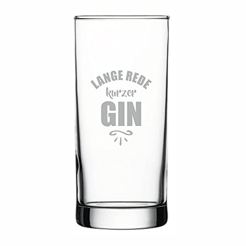 4you DESIGN Gin Glas mit lustigem Spruch | Lange Rede, kurzer Gin | Geschenkidee für Männer und Frauen | Geschenk zum Geburtstag, Weihnachten, Valentinstag | Füllmenge 485 ml von 4youDesign