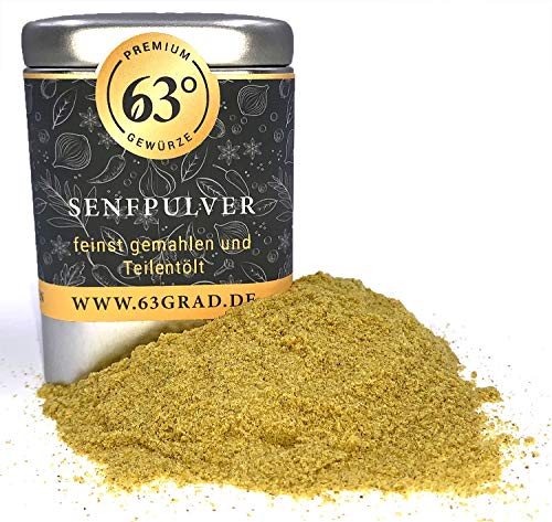 63 Grad - Senfpulver - Senfmehl 100% naturrein aus Senfkörnern, Senfsaat schonend getrocknet und gemahlen, natürlich ohne Zusätze (80g) von 63 Grad