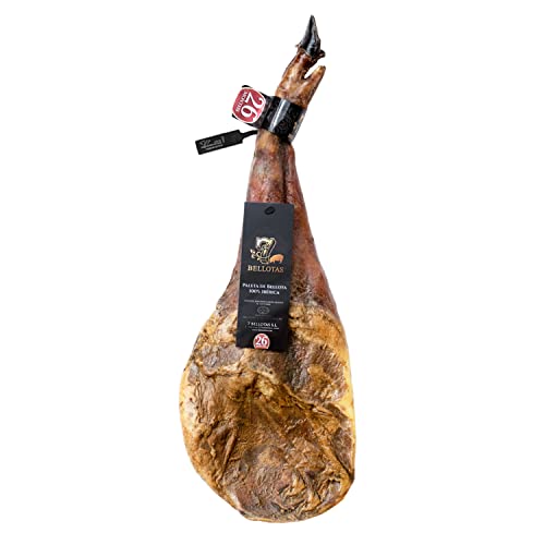 7 BELLOTAS 100% IBERICO PATA NEGRA Feldköderschulter | Iberischer Eichel Schinken-Vorderschinken Spanischer PATA NEGRA Jamon Guijuelo Reifezeit 26 Monate (Mit Knochen +5.5KG) von 7 BELLOTAS