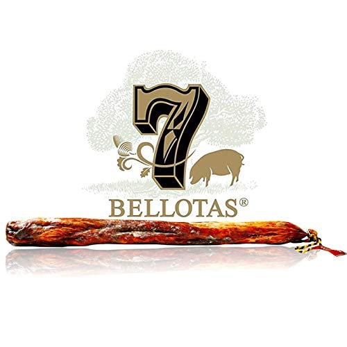 7 BELLOTAS-Lende 100% Iberischer Rasse | Eichel-Luftgetrocknete PATA NEGRA Schweinelende | Spanischer LOMO Iberico BELLOTA Wurst (Stück +1,5KG) von 7 BELLOTAS
