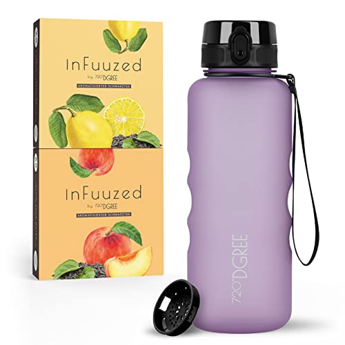 720°DGREE Eistee Trinkflasche 1,5 Liter “uberBottle + InFuuzed“ - BPA-Frei, Ohne Zucker, Keine Kalorien - Einfach lecker - Geschmack für die Wasserflasche, Eis Tee Alternative - 2x 25 Beutel mind. 25l von 720°DGREE