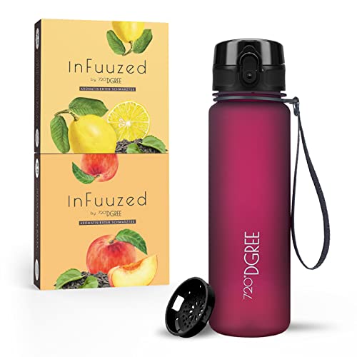 720°DGREE Eistee Trinkflasche 500ml “uberBottle + InFuuzed“ - BPA-Frei, Ohne Zucker, Keine Kalorien - Einfach lecker - Geschmack für die Wasserflasche, Eis Tee Alternative - 2x 25 Beutel mind. 25l von 720°DGREE