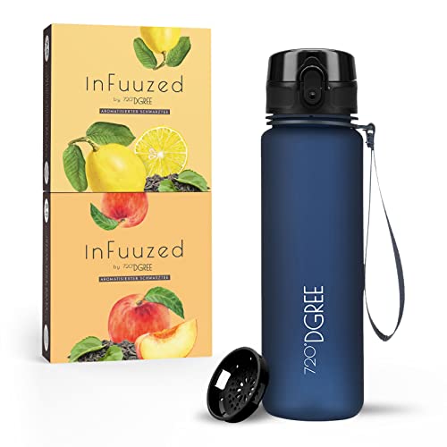 720°DGREE Eistee Trinkflasche 500ml “uberBottle + InFuuzed“ - BPA-Frei, Ohne Zucker, Keine Kalorien - Einfach lecker - Geschmack für die Wasserflasche, Eis Tee Alternative - 2x 25 Beutel mind. 25l von 720°DGREE