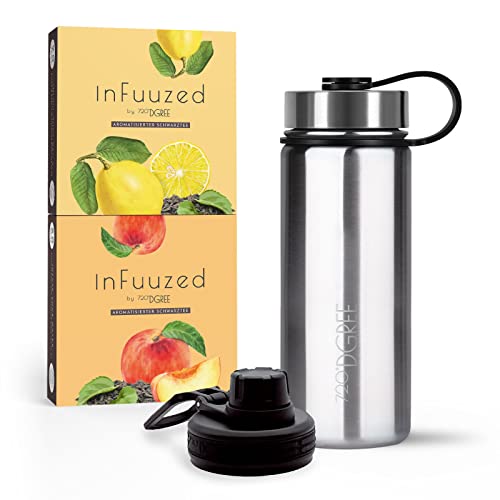 720°DGREE Eistee to go "InFuuzed" 2x 25 Beutel für mind. 25l + Thermo Trinkflasche 530ml "noLimit" - Das Erfrischungsgetränk Ohne Zucker & Kalorien - Lecker leichte Alternative zu Eis Tee, Softdrinks von 720°DGREE