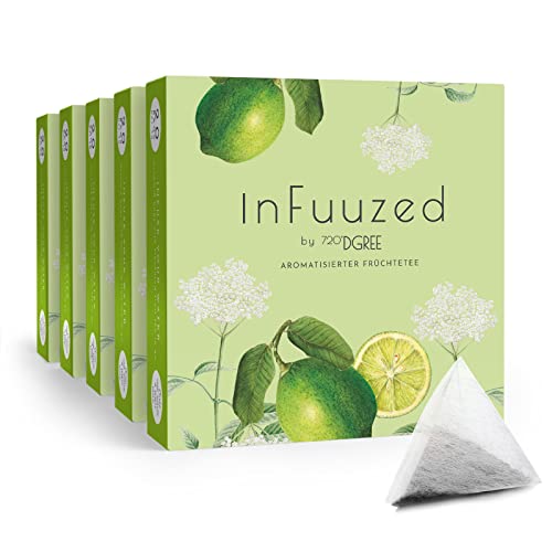 720°DGREE "InFuuzed" Geschmack Holunder-Limette - 100 Beutel mind. 50 Liter - Kein Zuckerzusatz, Ohne Kalorien - Natürlich lecker für Deine Trinkflasche: Die Getränke Alternative zu Eistee, Limonade von 720°DGREE