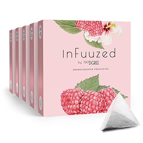 720°DGREE "InFuuzed" Geschmack Himbeer - 100 Beutel mind. 50 Liter - Ohne Zuckerzusatz, Keine Kalorien - Natürlich lecker für Trinkflaschen: Die Getränke Alternative zu Eistee, Limonade, Sirup, Sirup von 720°DGREE