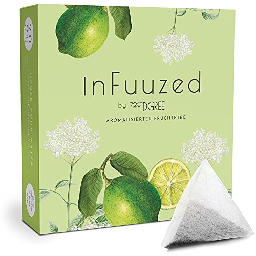 720°DGREE "InFuuzed" Geschmack Holunder-Limette - 20 Beutel mind. 10 Liter - Kein Zuckerzusatz, Ohne Kalorien - Natürlich lecker für Deine Trinkflasche: Die Getränke Alternative zu Eistee, Limonade von 720°DGREE