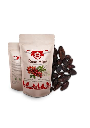 Premium Getrocknete Hagebutten 100g – 100% Rein, Roh, Wild, nicht-GVO, Vegan – Reich an Vitamin C, Antioxidantien und Unterstützung des Immunsystems – Ideal für Kräutertees, Aufgüsse und kulinarische von 7UN