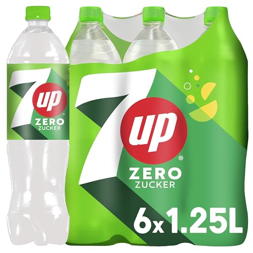7UP Zero, Zuckerfreie Limonade mit Zitronen- und Limettengeschmack in Flaschen aus 100 Prozent recyceltem Material, EINWEG (6 x 1.25 l) von 7UP