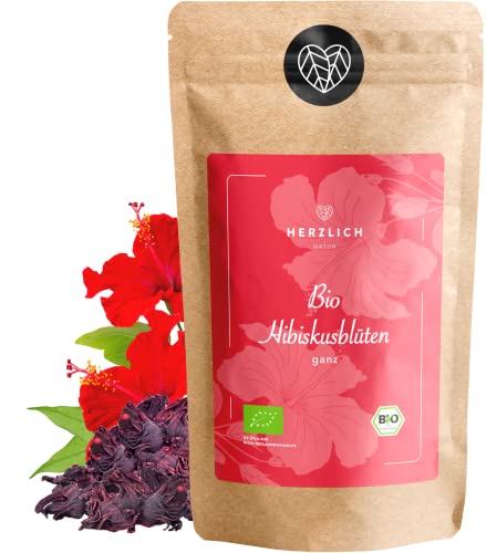 Bio Hibiskusblüten 1000g - Hibiskustee - 100% Hibiskusblüten, ganz getrocknet - Bio-Qualität - geprüft und abgefüllt in Deutschland (DE-ÖKO-39) | Hibiscus Tea - Hibiskusblütentee von Herzlich Natur von Herzlich Natur