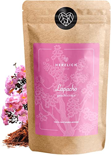 Lapacho Tee 100g - 100% innere Lapacho Rinde - Tee-Qualität - geschnitten, naturbelassen aus kontrolliertem Anbau - per Hand geprüft und abgefüllt in Deutschland | Herzlich Natur von Herzlich Natur