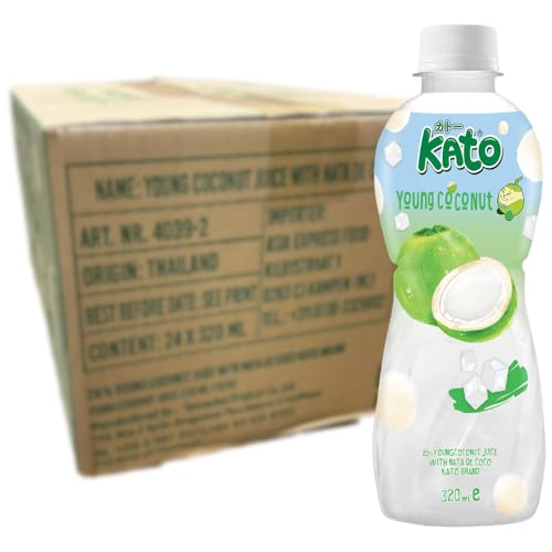 KATO - Kokosnuss Saft mit Nata de Coco - 24 X 320 ML - Multipack von 8719965038370