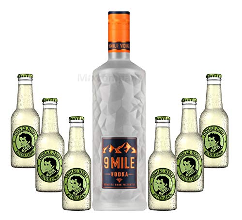 9 Mile Vodka Wodka 0,7l (37,5% Vol) LED beleuchtet + 6x Thomas Henry Bitter Lemon 200ml - Inkl. Pfand MEHRWEG Vodka Lemon Set - [Enthält Sulfite] von 9 Mile-9 Mile