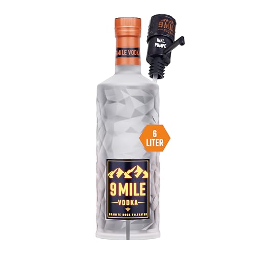 9 MILE Vodka 6l inkl. Flaschenpumpe & Geschenkverpackung – 37,5% Vol. Premium Vodka mit LED-Beleuchtung, Granite Rock Filtration & mildem Geschmack – ideal für Longdrinks oder den puren Genuss 9 MILE Vodka 6l inkl. Flaschenpumpe & Geschenkverpackung – 37,5% Vol. Premium Vodka mit LED-Beleuchtung, Granite Rock Filtration & mildem Geschmack – ideal für Longdrinks oder den puren Genuss von 9 Mile