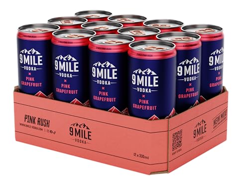 9 MILE Vodka Pink Grapefruit Premix – Tray mit 12 x 330 ml Dosen Einweg, Premium Vodka Mixgetränk, 10% Vol. Alkohol und erfrischendem Pink Grapefruit Geschmack, fertiggemixt - perfekt für unterwegs 9 MILE Vodka Pink Grapefruit Premix – Tray mit 12 x 330 ml Dosen Einweg, Premium Vodka Mixgetränk, 10% Vol. Alkohol und erfrischendem Pink Grapefruit Geschmack, fertiggemixt - perfekt für unterwegs von 9 Mile