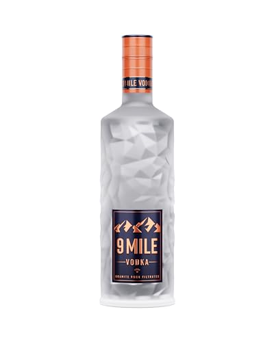 9 Mile Vodka 1 x 0,5 Liter (37,5% Vol.) - inkl. LED-Beleuchtung - Granite Rock Filtrated Premium Wodka - 4-fach destilliert - Milder Geschmack - Bekannt aus Rap & HipHop - Als Longdrink oder Shot von 9 Mile