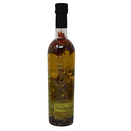 A L'Olivier Piment d'Espelette scharfes Olivenöl mit Chili und aromatischen Gewürzen gravierte Flasche von A L'OLIVIER