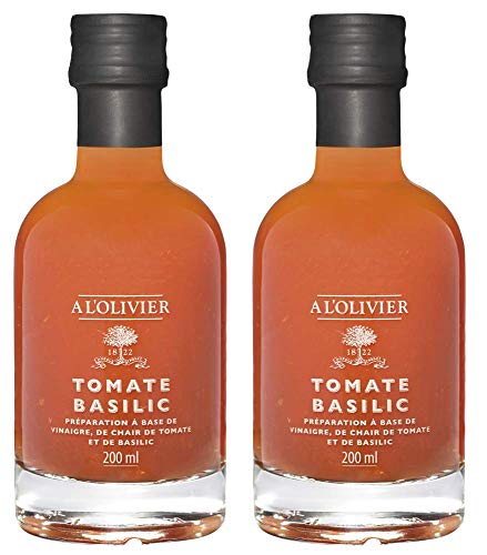 A l'Olivier - 2er-Set Fruchtessig mit Tomate & Basilikum (Tomate Basilic) - 2 x 200 ml von A l'Olivier