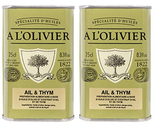 A l'Olivier - 2er-Set Provence Olivenöl mit Knoblauch & Thymian (Ail & Thym) - 2 x 250 ml von A l'Olivier