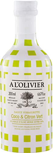A l'Olivier - Erfrischende Vinaigrette (Salatsauce) mit Kokosnuss & Limette im Glasflakon 200 ml von A l'Olivier