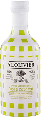 A l'Olivier - Erfrischende Vinaigrette (Salatsauce) mit Kokosnuss & Limette im Glasflakon 200 ml von A L'Olivier