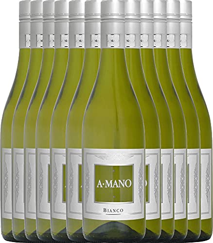 VINELLO 12er Weinpaket Weißwein – Bianco Puglia 2020 - A Mano mit einem VINELLO.weinausgießer | 12 x 0,75 Liter von A Mano