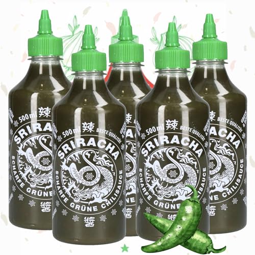 A-One Sriracha Sauce Grüne Chilli 5 x 500ml Würzsaucen - 5er Vorteilspack Chilisauce - Aus grünen Chilis hergestellt - Super für Sushi, Salate, BBQ A-One Sriracha Sauce Grüne Chilli 5 x 500ml Würzsaucen - 5er Vorteilspack Chilisauce - Aus grünen Chilis hergestellt - Super für Sushi, Salate, BBQ von A-ONE