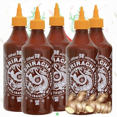 A-One Sriracha Sauce Ingwer 5 x 500ml Würzsaucen - 5er Vorteilspack Chilisauce - passt gut zu gegrilltem oder geröstetem Fleisch und Gemüse A-One Sriracha Sauce Ingwer 5 x 500ml Würzsaucen - 5er Vorteilspack Chilisauce - passt gut zu gegrilltem oder geröstetem Fleisch und Gemüse von A-ONE