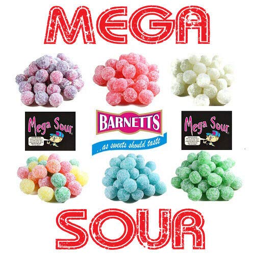 Barnetts Mega Sour Sweets Variety Pack - 6 x 100g Bags - Super Sour Hard Sweets… von CUSTIC