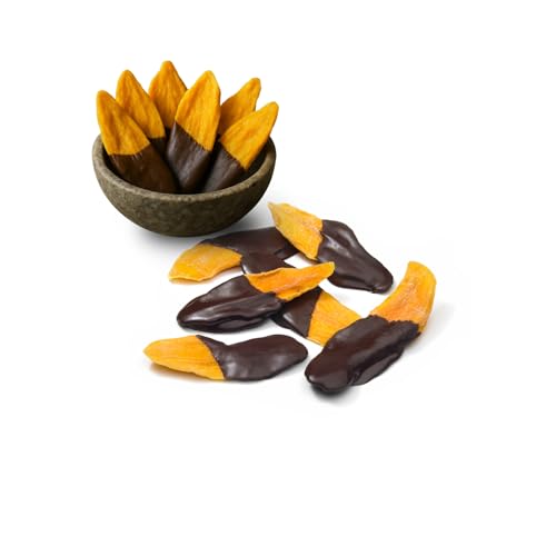 Alucra Mango getrocknet in dunkler Schokolade 400g - Handgedippte Trockenfrüchte aus Thailand - Exotische vegane Süßigkeit - Studentenfutter Highlight mit fruchtiger Süße und herbem Genuss von A’lucra