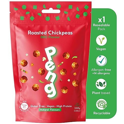110 g Peng BBQ Kichererbsen Proteinreich - Proteinreich - in wiederverschließbarer Verpackung - perfekt für den Snack zwischendurch - natürliche Zutaten ohne Konservierungsstoffe - 100% Vegan von A’lucra