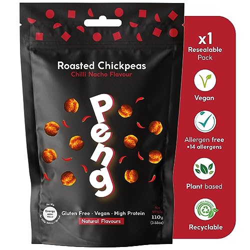 110 g Peng Chilli Nacho Kichererbsen - Proteinreich - in wiederverschließbarer Verpackung - perfekt für den Snack zwischendurch - natürliche Zutaten ohne Konservierungsstoffe - 100% Vegan von A’lucra