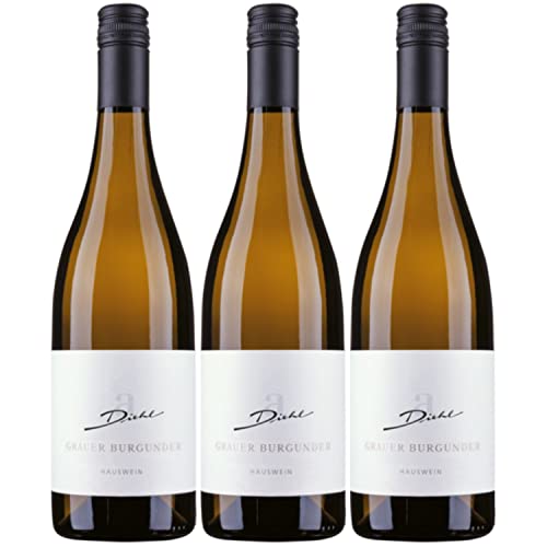 A. Diehl Grauer Burgunder Hauswein Weißwein deutscher Wein trocken QbA I Versanel Paket (3 x 0,75l) von A. Diehl