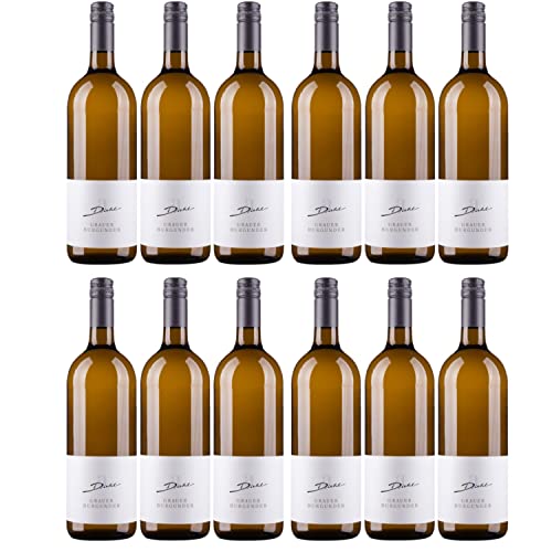 A. Diehl Grauer Burgunder Weißwein Wein trocken Literflasche QbA Inkl. FeinWert E-Book (12 x 1,0l) von A. Diehl