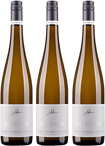 A. Diehl Grauer Burgunder eins zu eins Kabinett Weißwein Wein trocken I Versanel Paket (3 x 0,75l) von A. Diehl