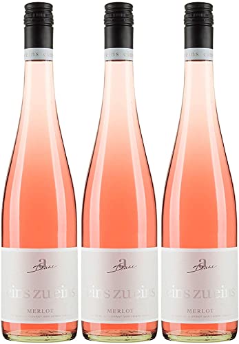 A. Diehl Merlot Roséwein eins zu eins Wein feinherb QbA Deutschland I Versanel Paket (3 x 0,75l) von A. Diehl