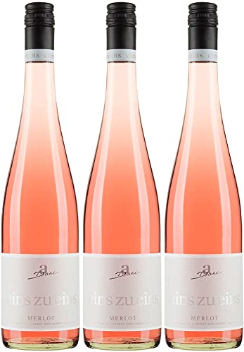 A. Diehl Merlot Roséwein eins zu eins Wein feinherb QbA Deutschland I Versanel Paket (3 x 0,75l) von A. Diehl