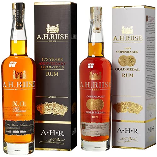 A.H. Riise X.O. Reserve 175 Years Anniversary Rum Limited Edition mit Geschenkverpackung (1 x 0.7 l) & 1888 Copenhagen Gold Medal Rum (1 x 0.7 l) von A.H. Riise