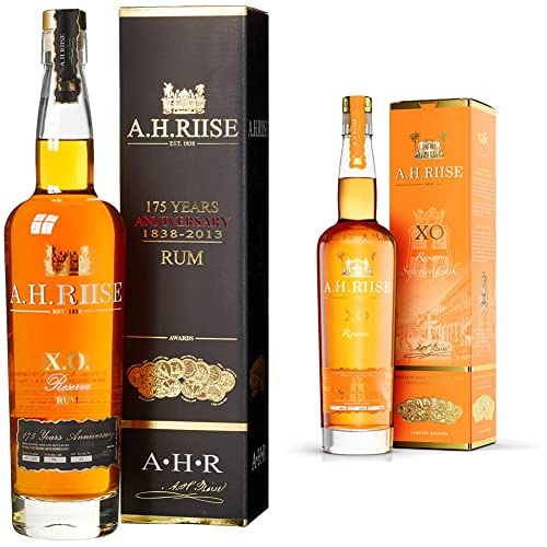 A.H. Riise X.O. Reserve 175 Years Anniversary Rum Limited Edition mit Geschenkverpackung (1 x 0.7 l) & XO Reserve Rum (1 x 0.7 l) von A.H. Riise