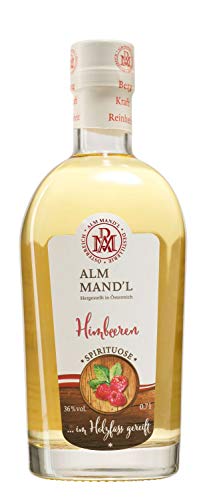 Alm Mandl Himbeeren Spirituose im Holzfass gereift 36% 0,7l von A.M.