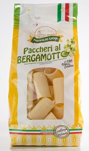 PASTIFICIO GIOIA PASTA KALABRESE DIE BESTE MANUFAKTURA-PASTA TAGLIATELLE PENNE RIGATE LINGUINE FILEJA PAPPARDELLE STRONCATURA PACCHERI SPAGHETTI NDUJA BARILLA (paccheri mit Bergamotte 500g) von ABAZO