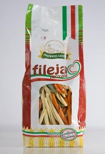 PASTIFICIO GIOIA PASTA KALABRESE DIE BESTE MANUFAKTURA-PASTA TAGLIATELLE PENNE RIGATE LINGUINE FILEJA PAPPARDELLE STRONCATURA PACCHERI SPAGHETTI NDUJA BARILLA (Fileja tricolore 500g) von ABAZO