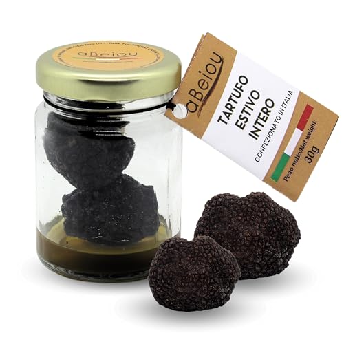 aBeiou Ganze schwarze Trüffel 30g extra Gourmet-Produkt 100% Italienisch Tuber Aestivum in Salzlake erhalten für Haute Cuisine vegan vegetarisch glutenfrei Premium-Qualität echte Trüffel Delikatessen von ABEIOU