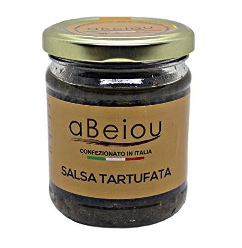 aBeiou Trüffel-Sauce 170g Gourmet-Produkt 100% Italienisch handwerkliche Sauce gebrauchsfertig für die gehobene Küche vegan vegetarisch glutenfrei schwarze Sommertrüffel-Sauce und Premium-Pilze von ABEIOU