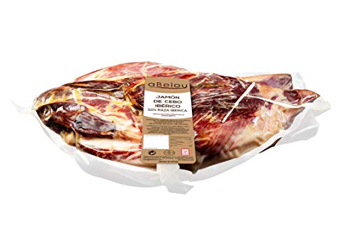 aBeiou. IBERISCHER SCHINKEN ALS KÖDER BONELESS. Ganzes Vakuum. Reifung +30 Monate in Guijuelo (Spanien). Hycer Garantiezertifikat. Gewicht 4'5 bis 5 kg. Jamon iberico cebo pata negra. von ABEIOU