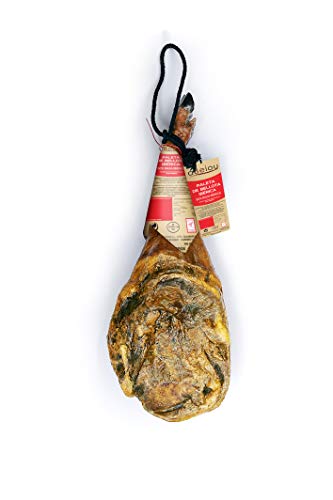 aBeiou. Iberische Eichelschulter. Ganzes Bein. Iberischer Schinken. Reifezeit +30 Monate in Guijuelo (Spanien). Hycer Garantiezertifikat. Gewicht 4'5 bis 5 kg. Jamon iberico bellota. Patanegra. von ABEIOU